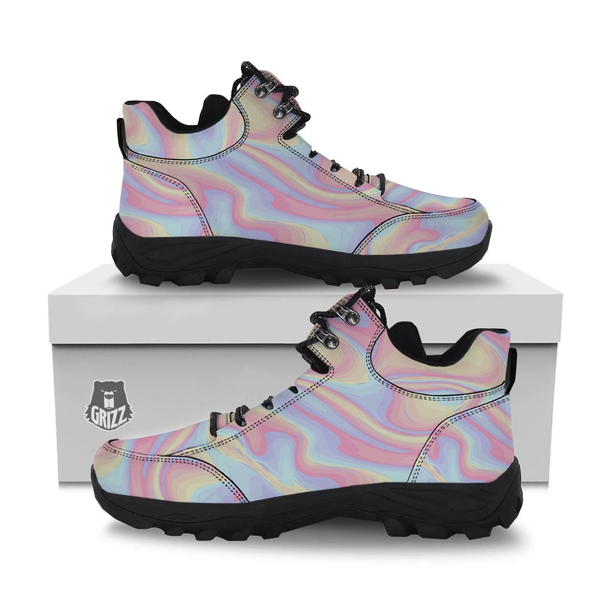Liquid And Marble Pastel Print Hiking Shoes-grizzshop
