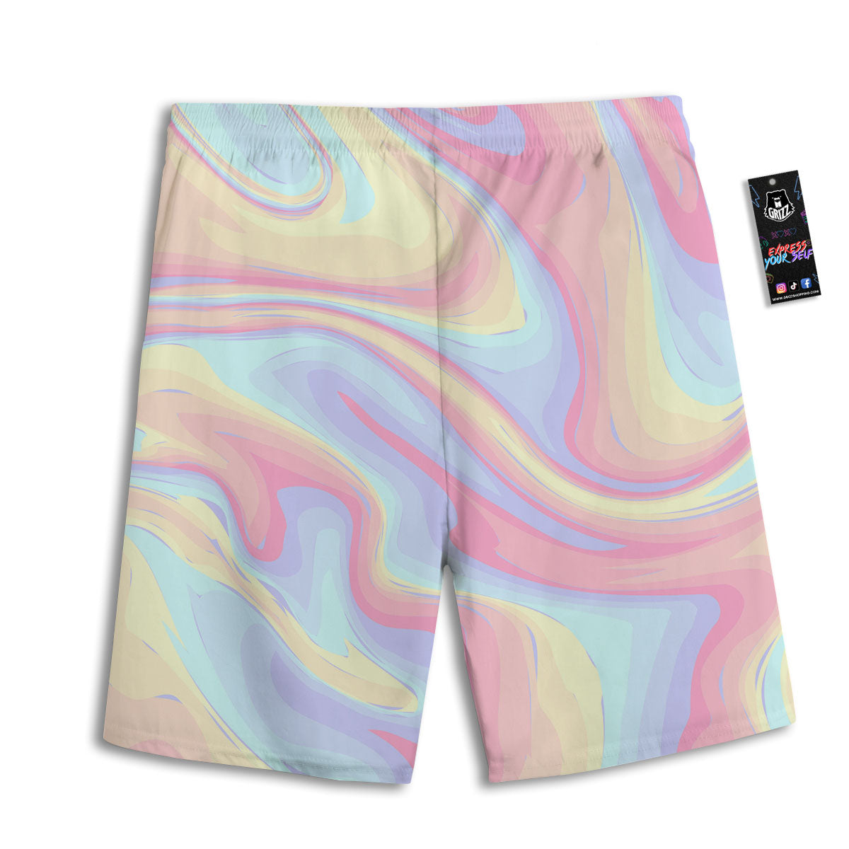 Liquid And Marble Pastel Print Men's Athletic Shorts