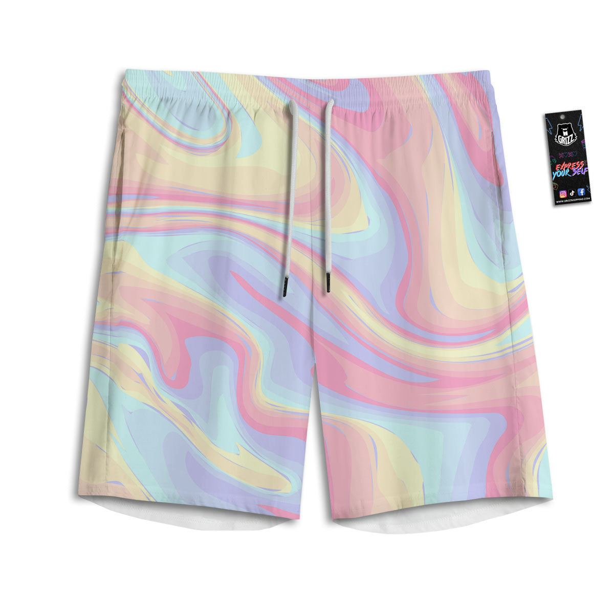 Liquid And Marble Pastel Print Men's Athletic Shorts