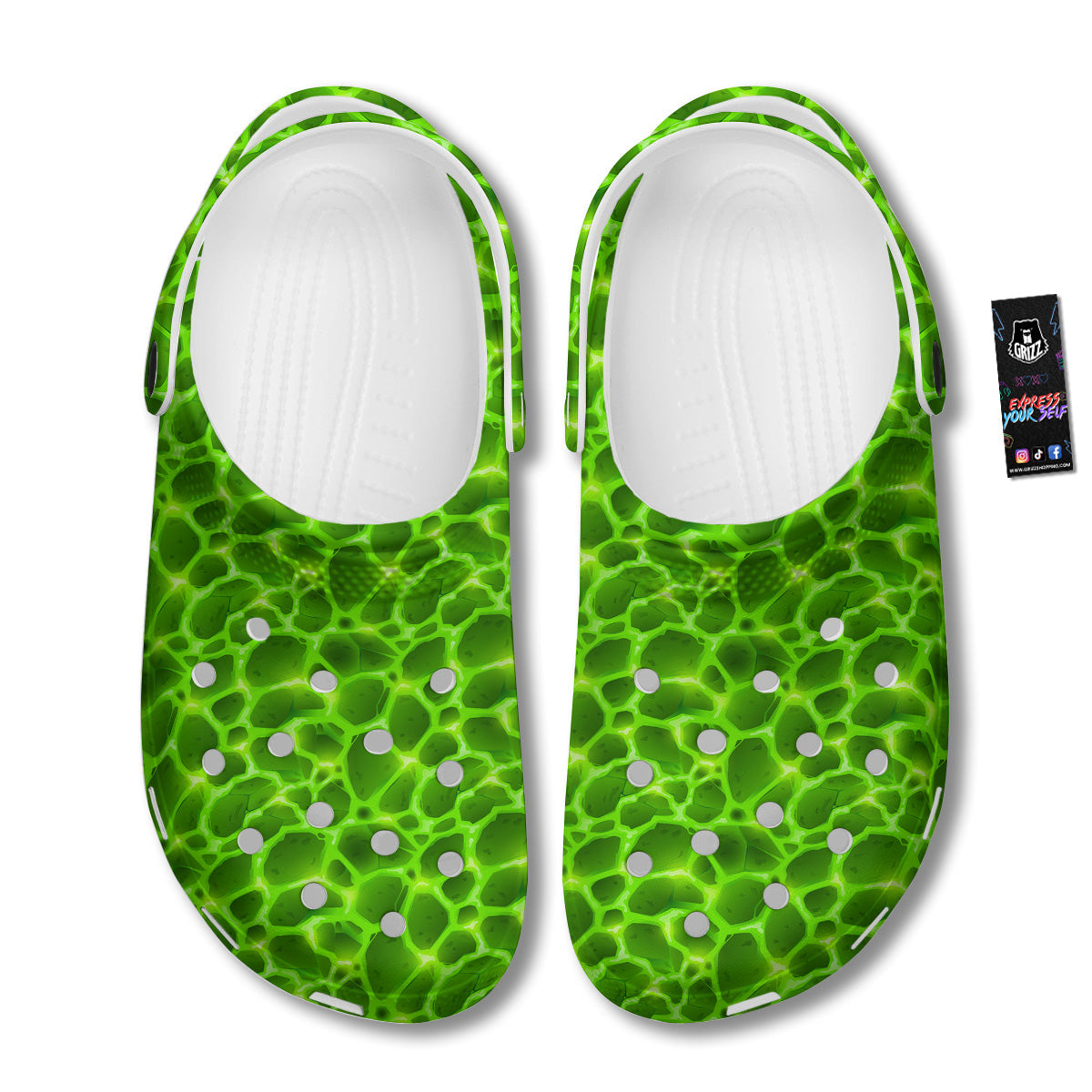 Liquid Lava Green Neon Print Pattern Clog-grizzshop