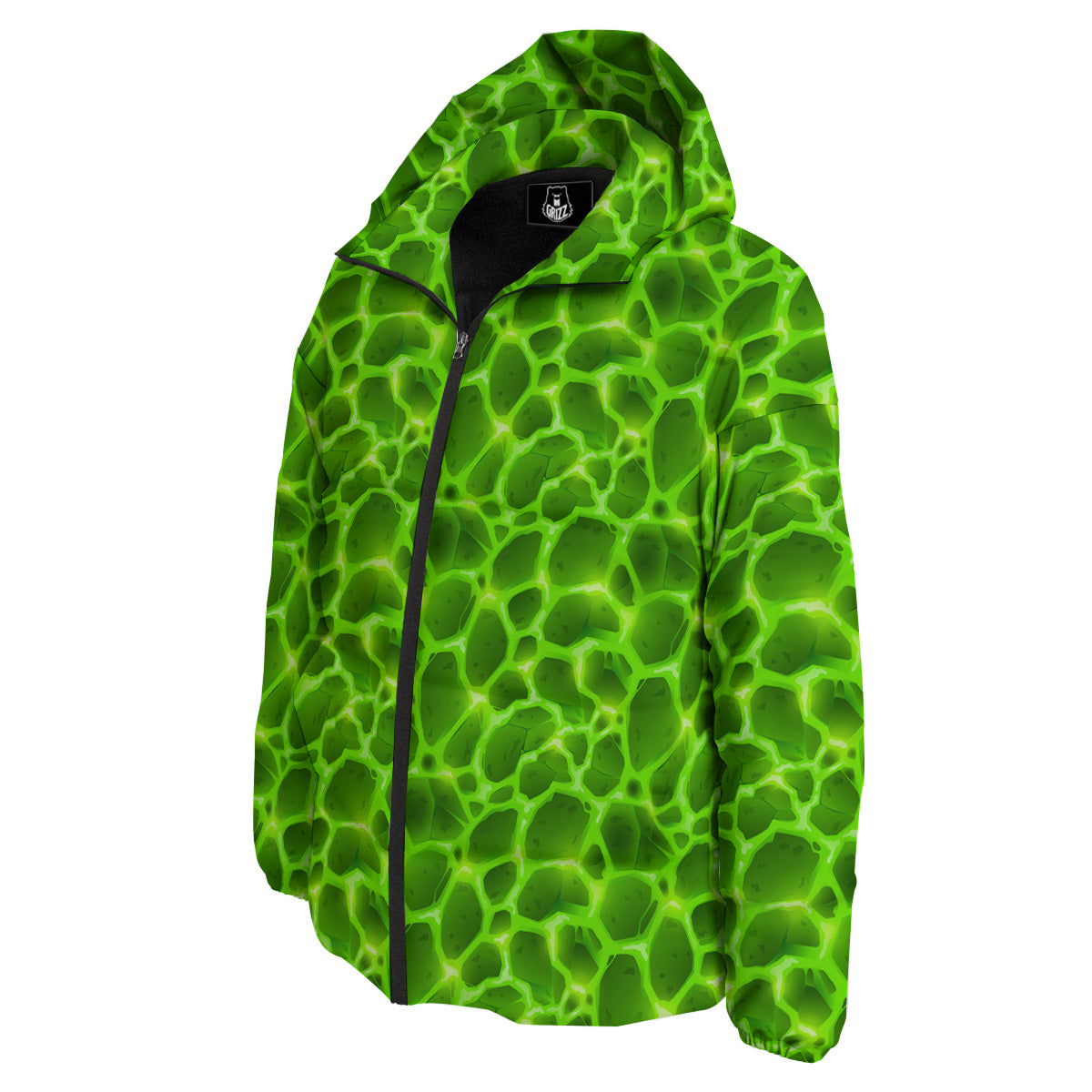 Liquid Lava Green Neon Print Pattern Down Jacket-grizzshop