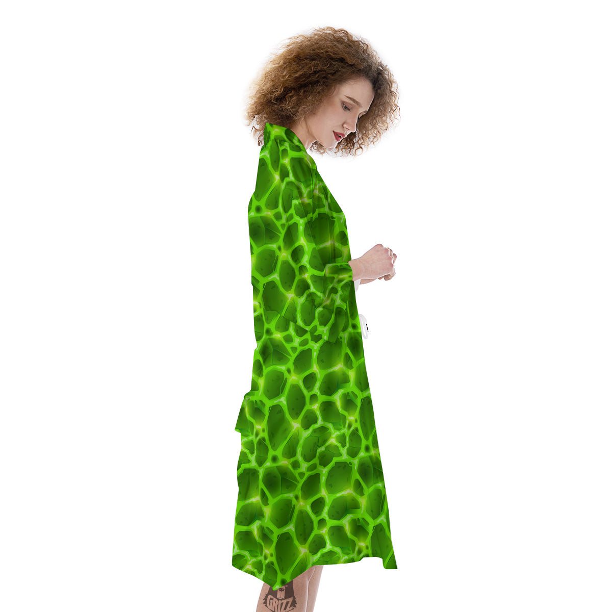 Liquid Lava Green Neon Print Pattern Kimono-grizzshop