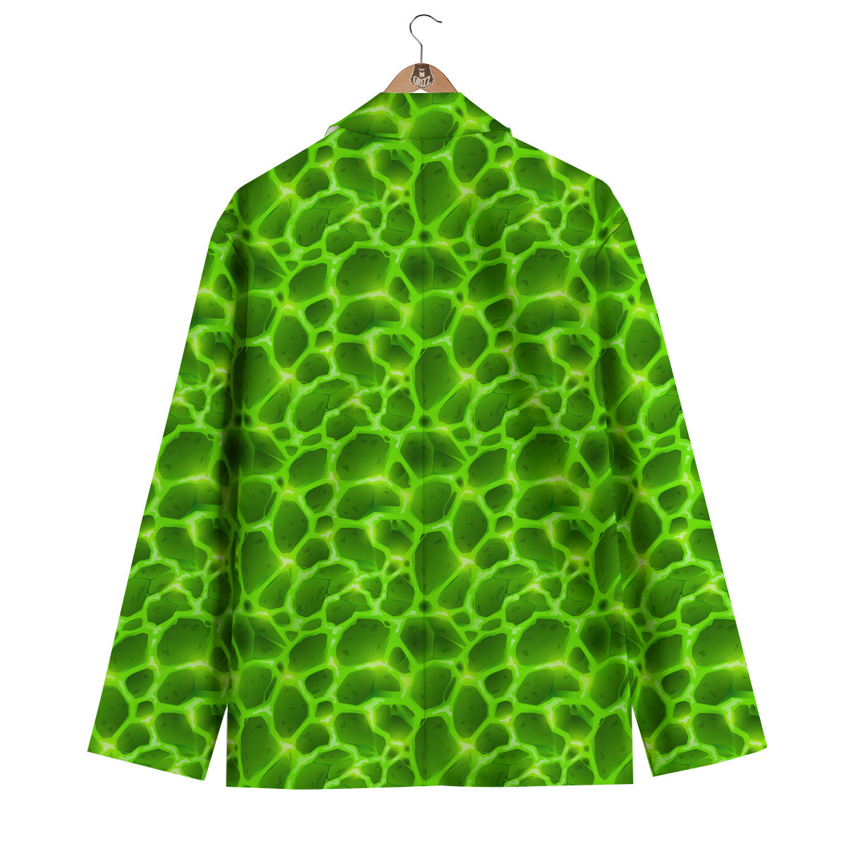 Liquid Lava Green Neon Print Pattern Men's Blazer-grizzshop