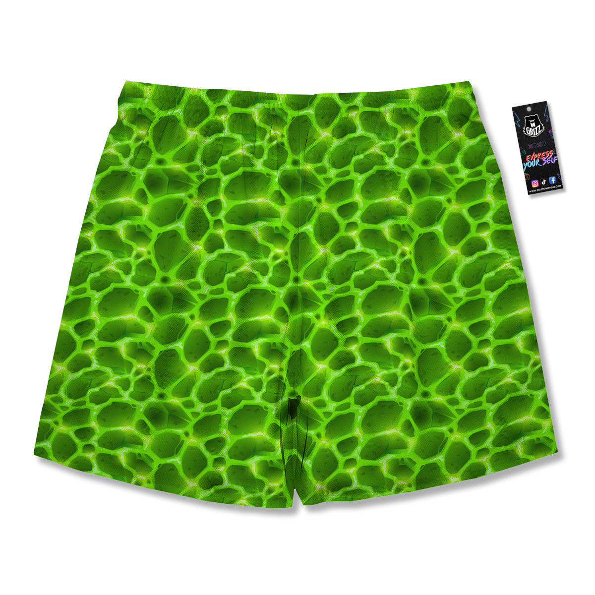 Liquid Lava Green Neon Print Pattern Men's Running Shorts-grizzshop