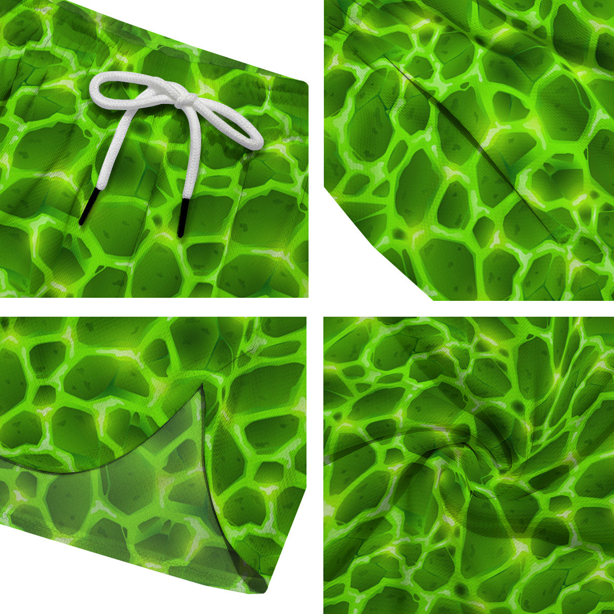 Liquid Lava Green Neon Print Pattern Men's Running Shorts-grizzshop