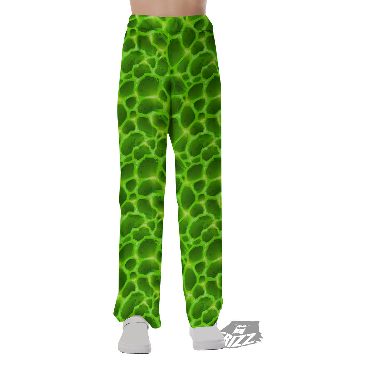Liquid Lava Green Neon Print Pattern Pajama Pants-grizzshop