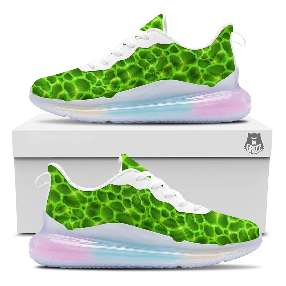 Liquid Lava Green Neon Print Pattern Running Sneakers-grizzshop