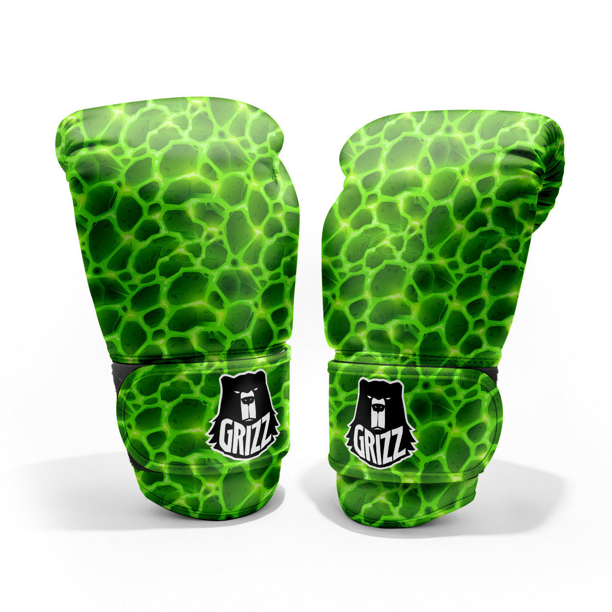 Liquid Lava Green Neon Print Pattern Pro Boxing Glove