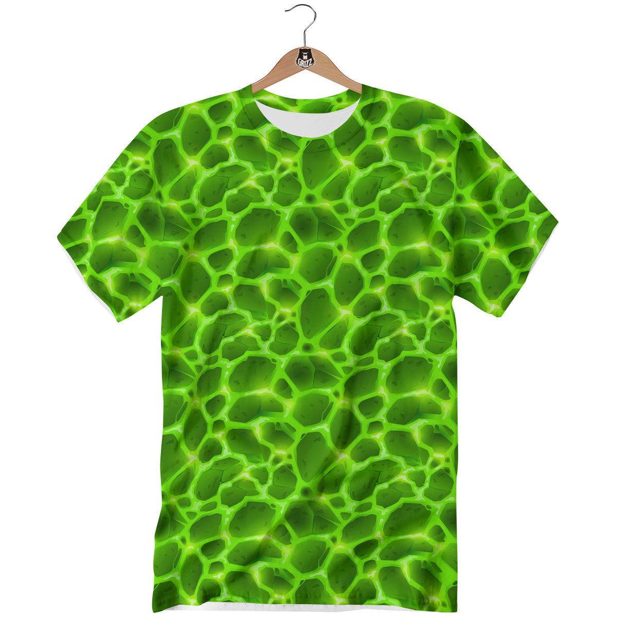 Liquid Lava Green Neon Print Pattern T-Shirt-grizzshop