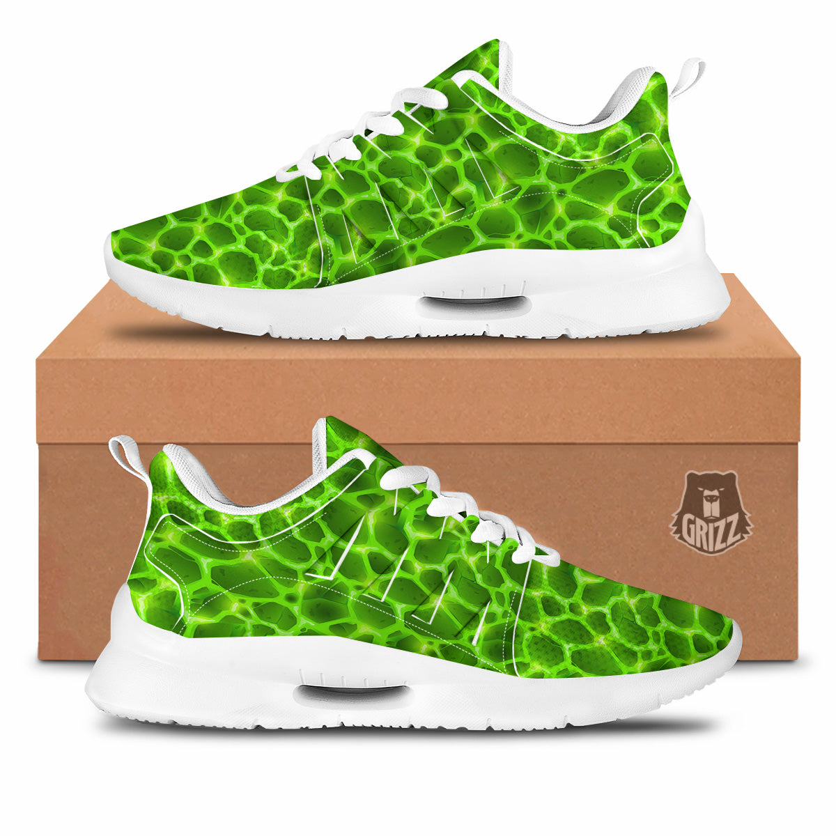 Liquid Lava Green Neon Print Pattern Tennis Shoes-grizzshop