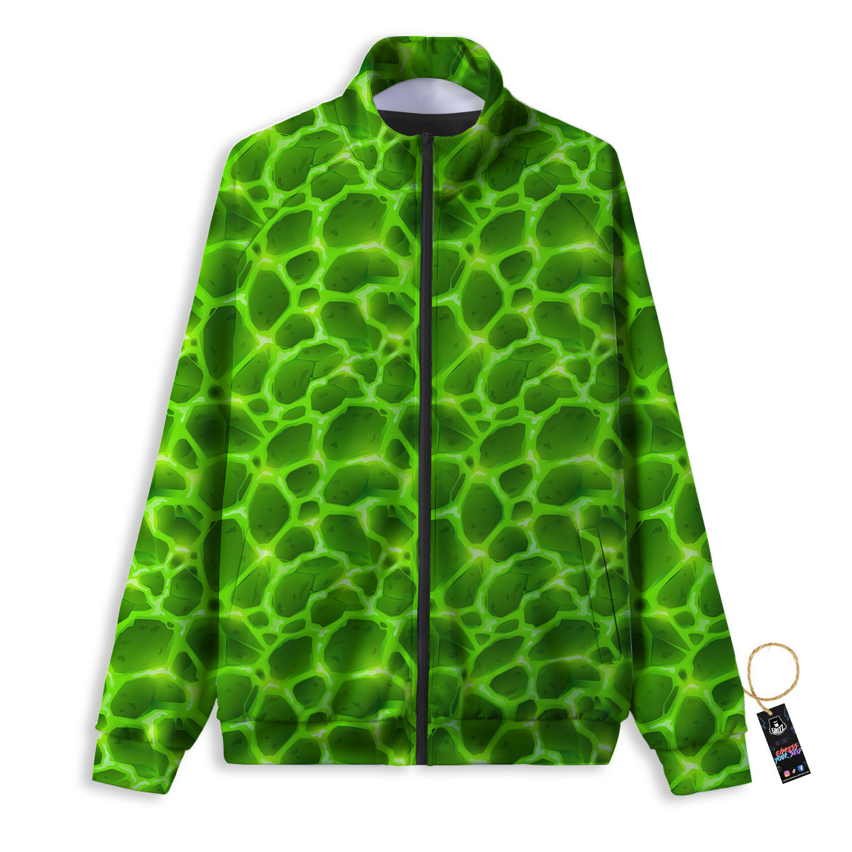 Liquid Lava Green Neon Print Pattern Track Jacket-grizzshop