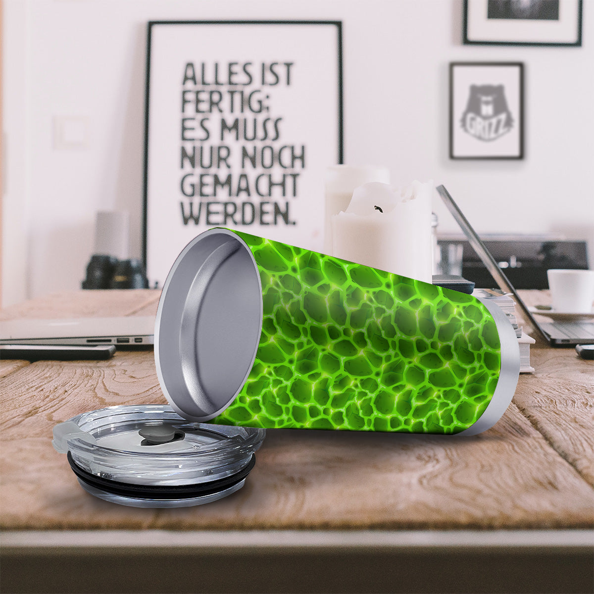 Liquid Lava Green Neon Print Pattern Tumbler-grizzshop