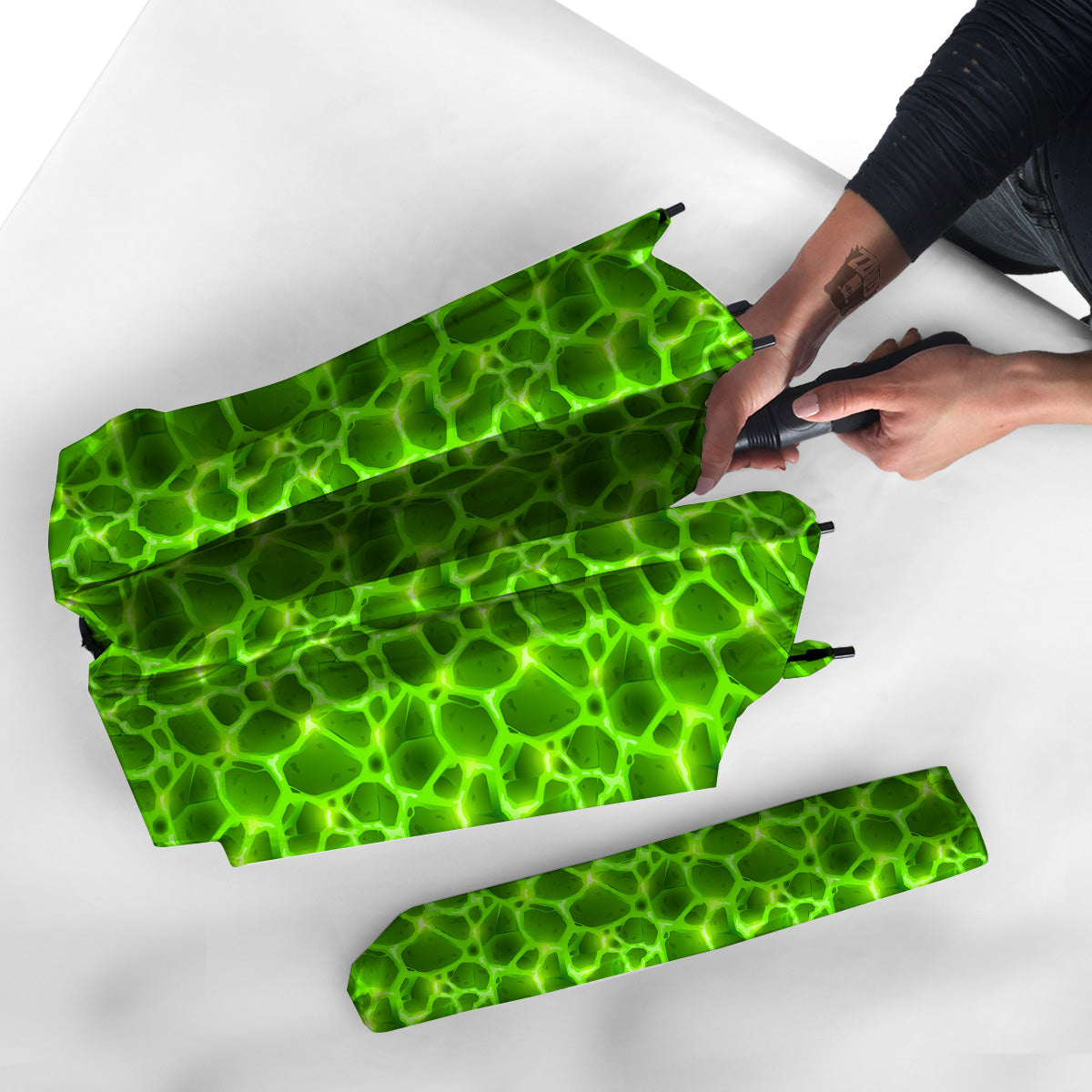 Liquid Lava Green Neon Print Pattern Umbrella-grizzshop