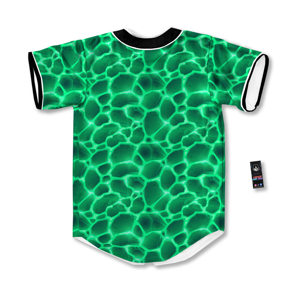 Liquid Lava Green Print Pattern Baseball Jersey-grizzshop
