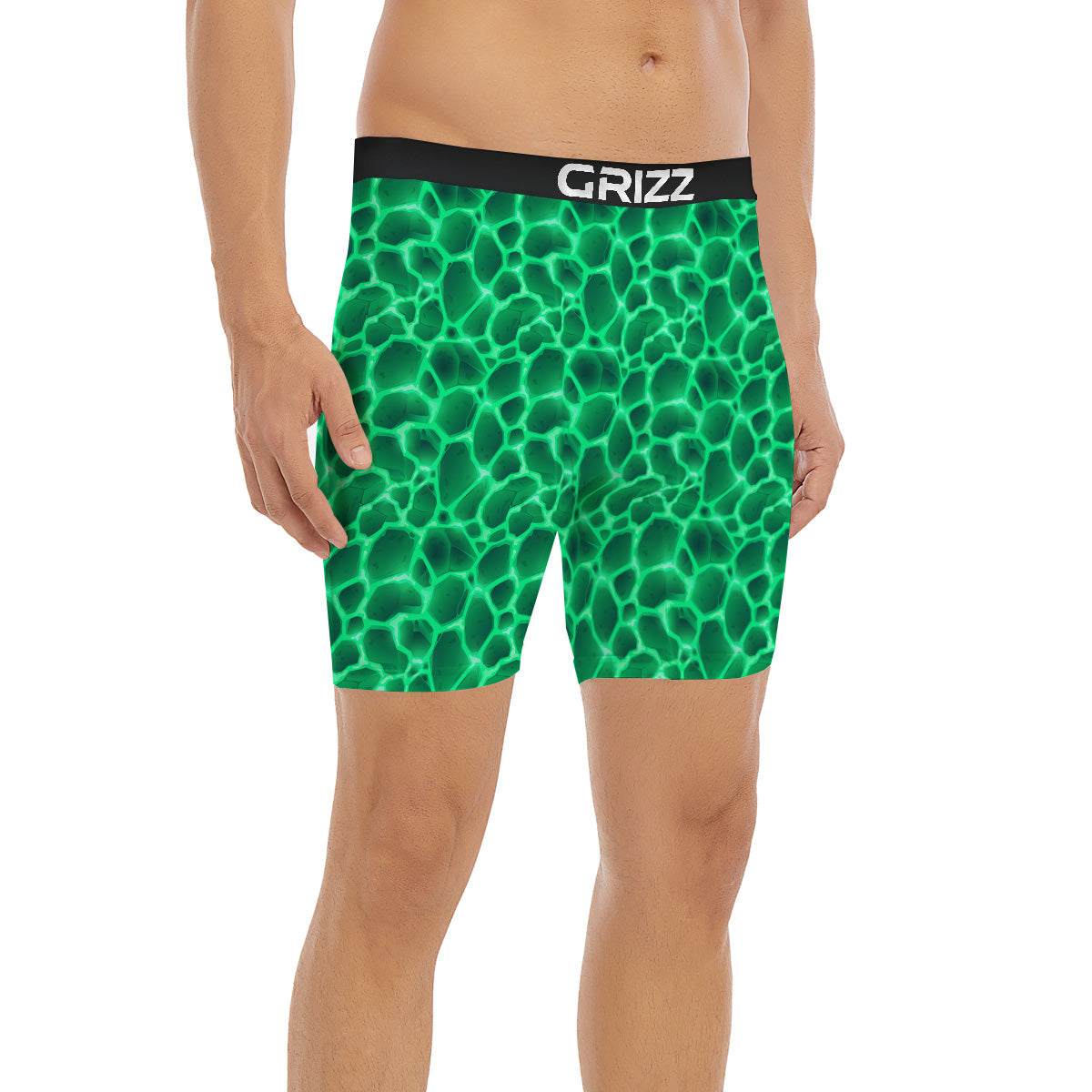 Liquid Lava Green Print Pattern Boxer Briefs-grizzshop