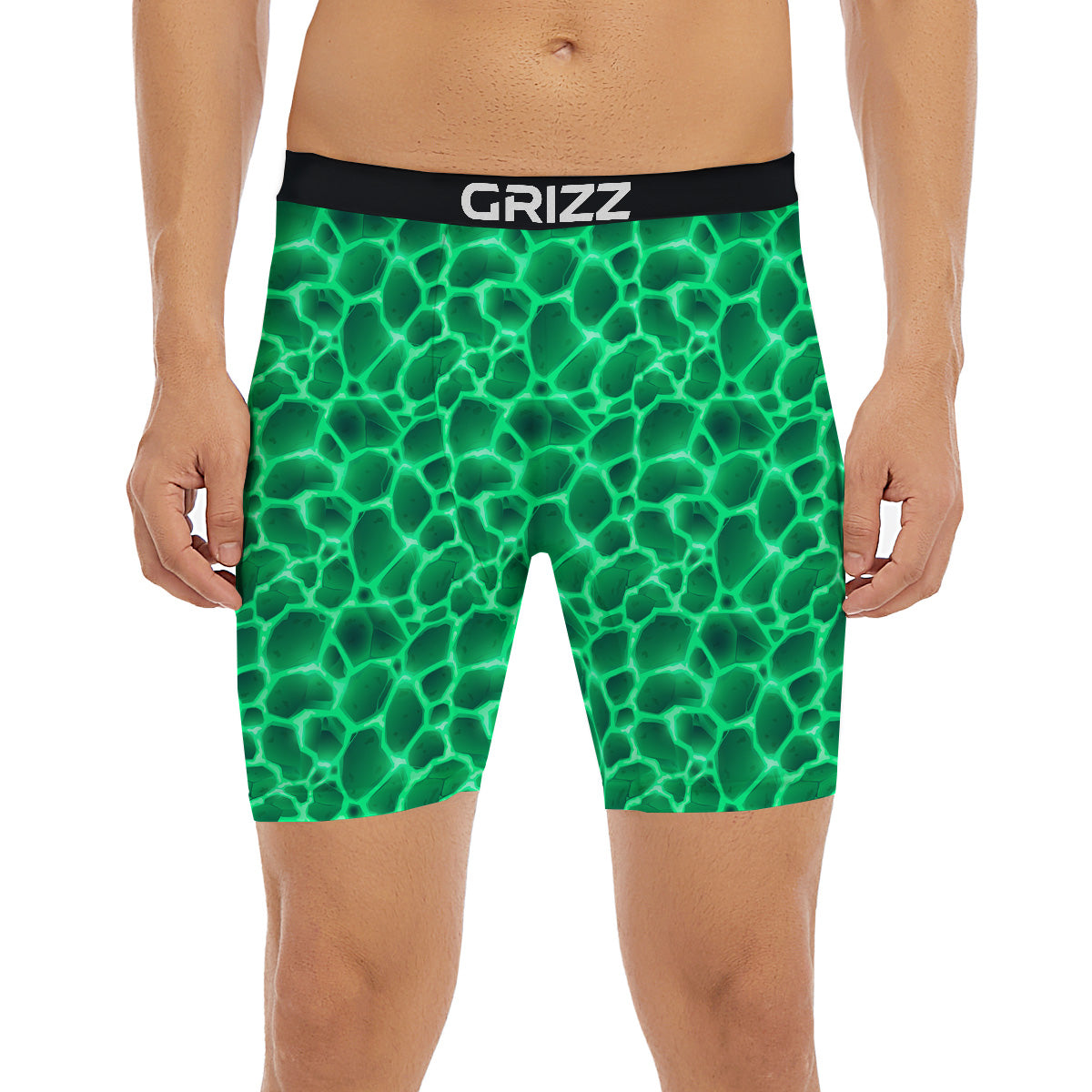 Liquid Lava Green Print Pattern Boxer Briefs-grizzshop