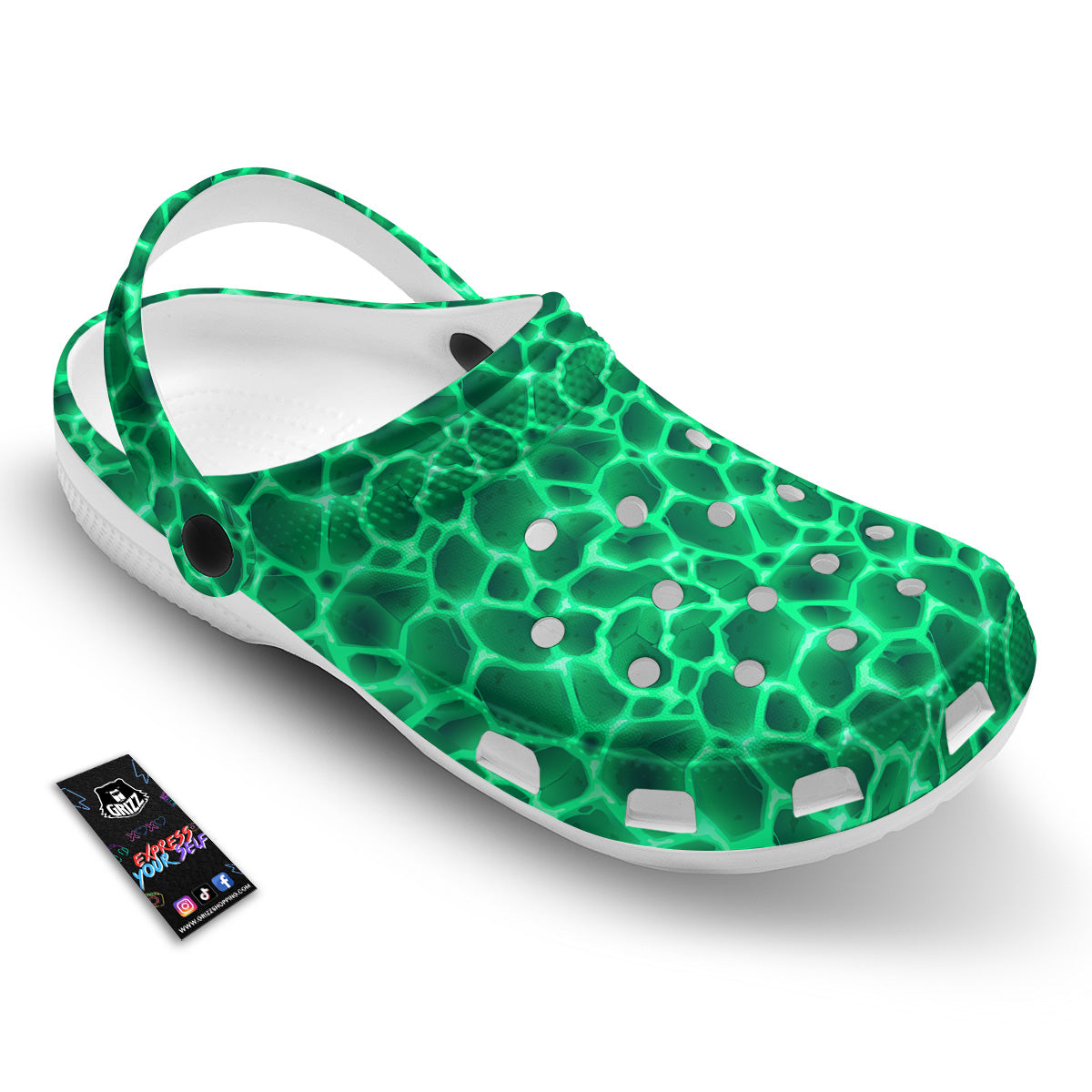 Liquid Lava Green Print Pattern Clog-grizzshop