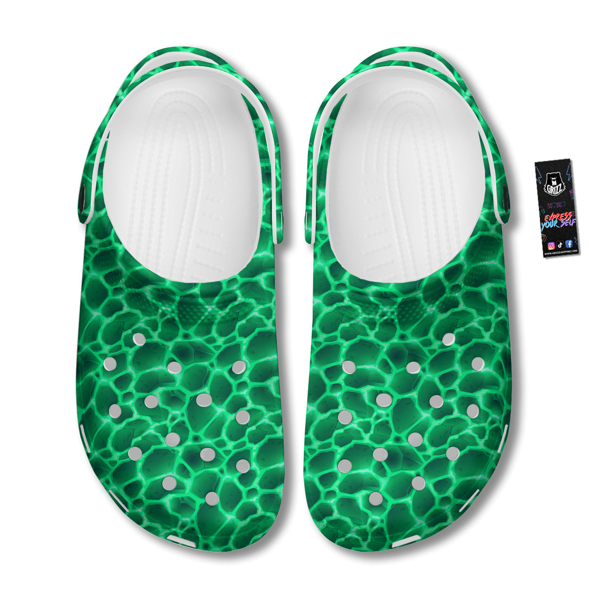 Liquid Lava Green Print Pattern Clog-grizzshop