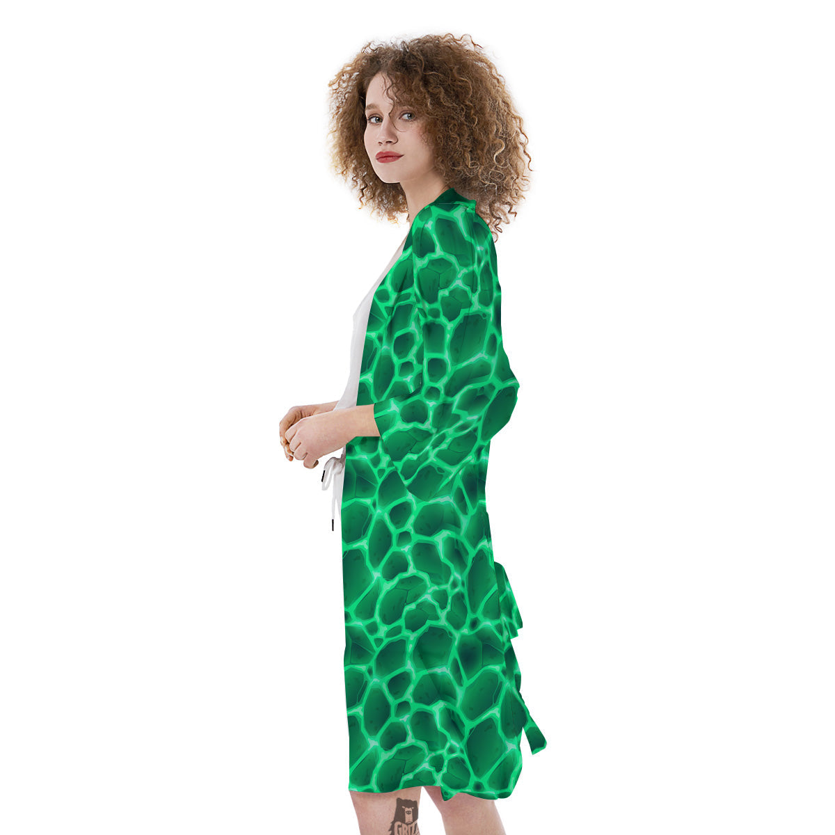 Liquid Lava Green Print Pattern Kimono-grizzshop