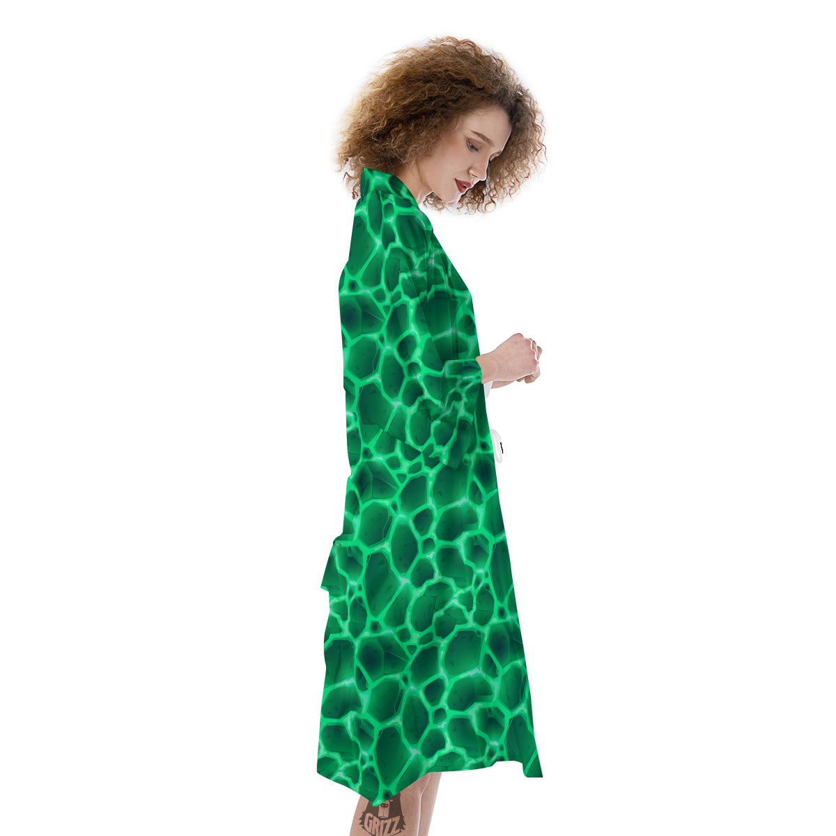 Liquid Lava Green Print Pattern Kimono-grizzshop