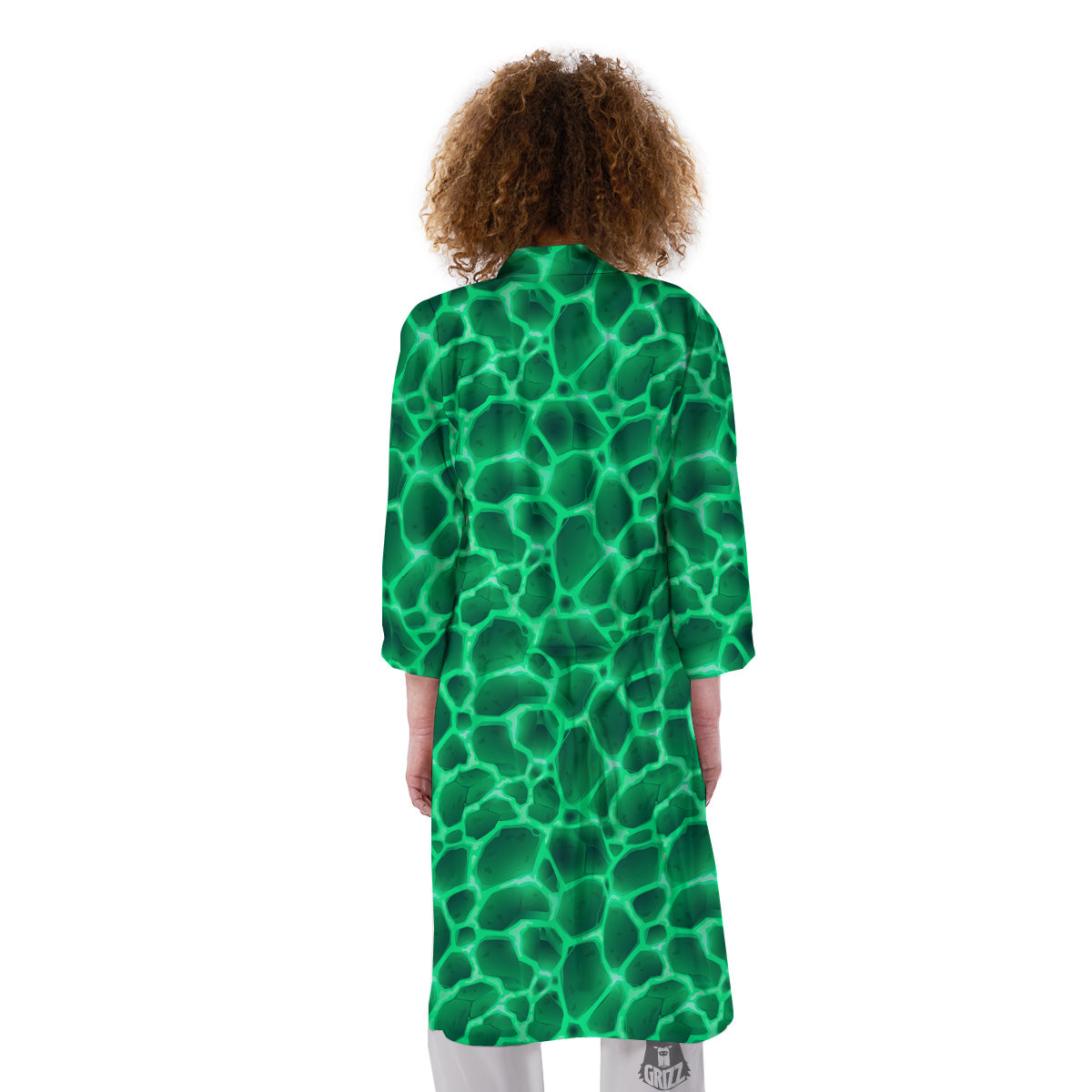 Liquid Lava Green Print Pattern Kimono-grizzshop
