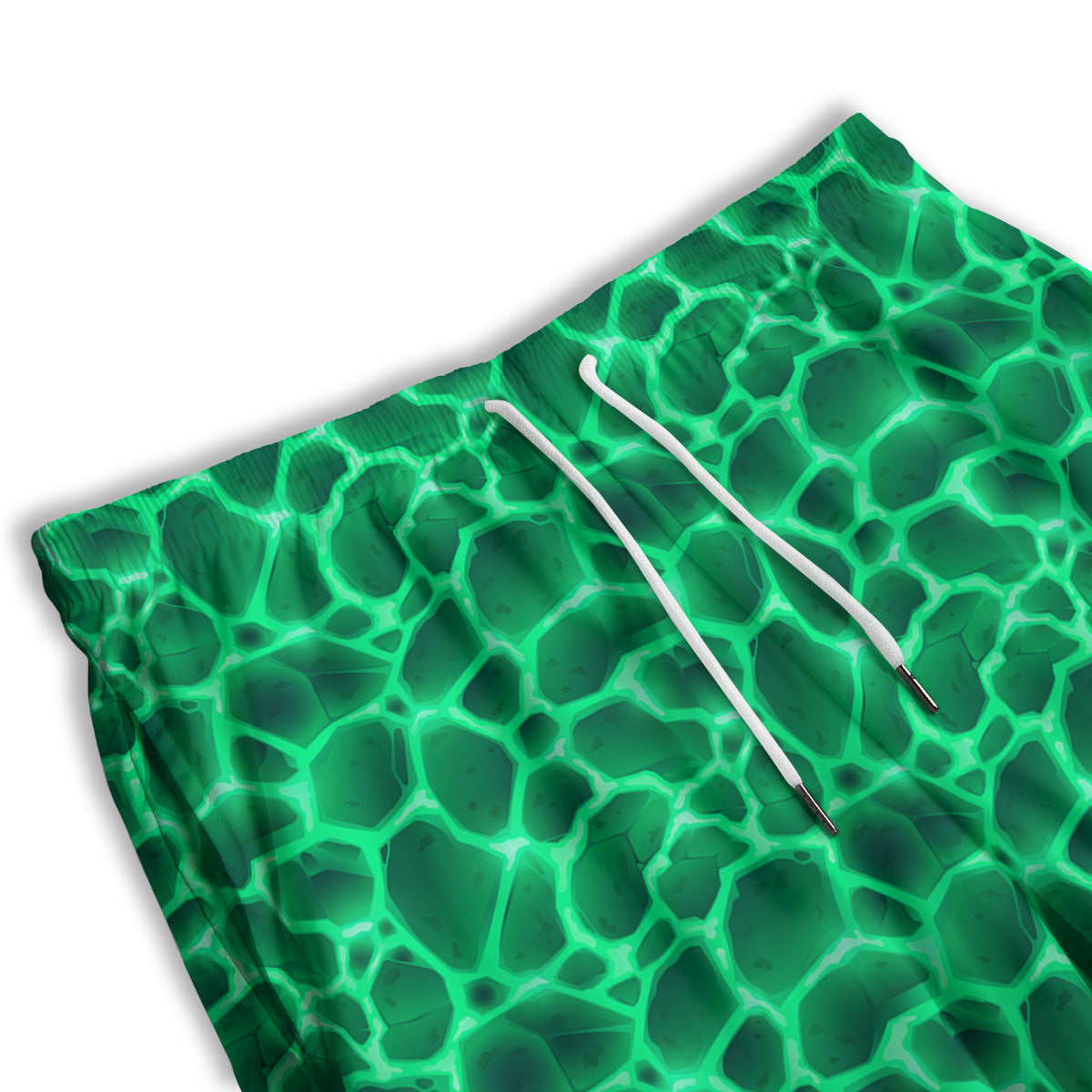 Liquid Lava Green Print Pattern Men's Athletic Shorts