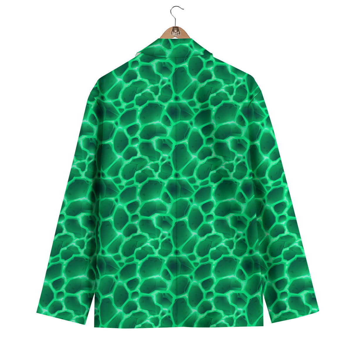 Liquid Lava Green Print Pattern Men's Blazer-grizzshop