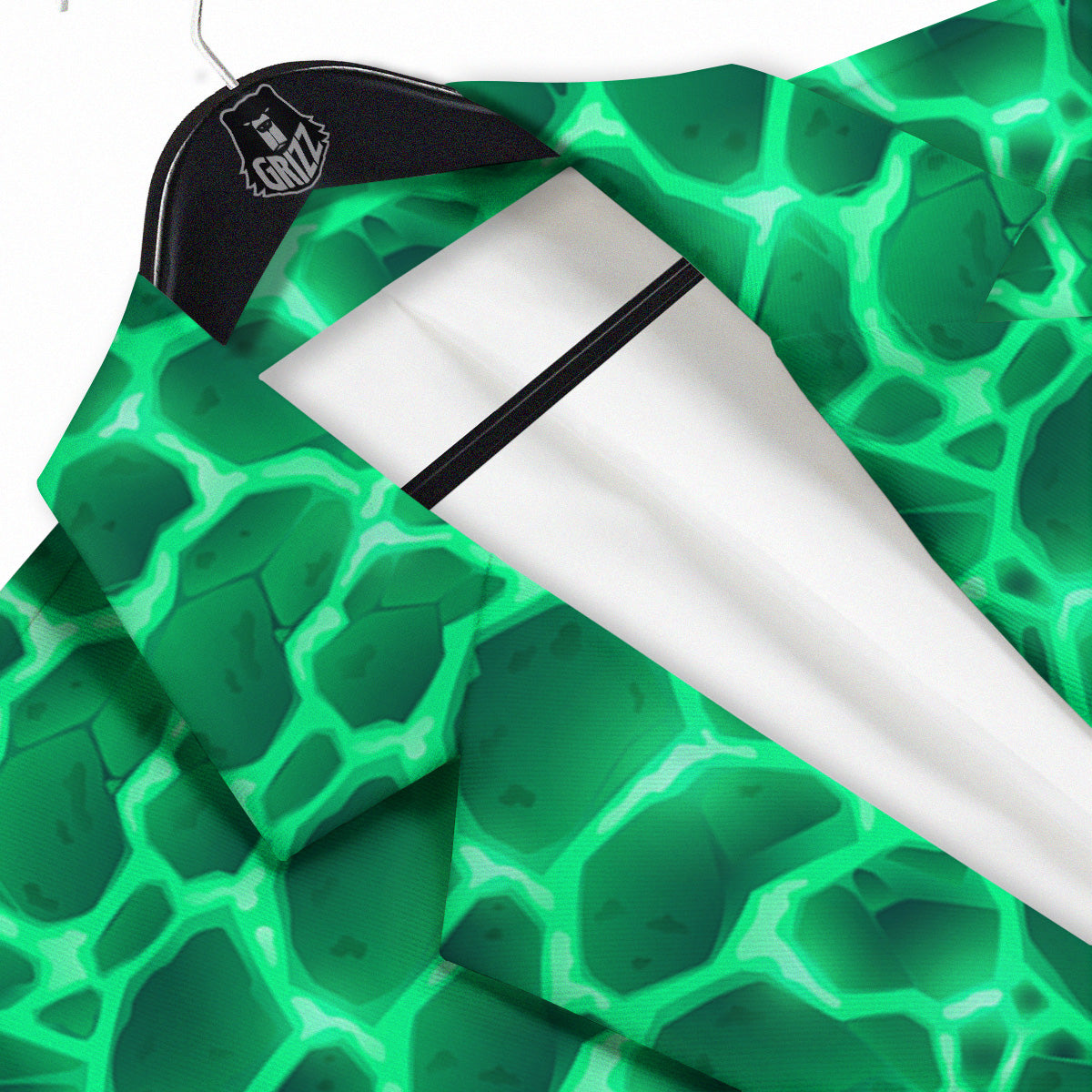 Liquid Lava Green Print Pattern Men's Sport Coat-grizzshop