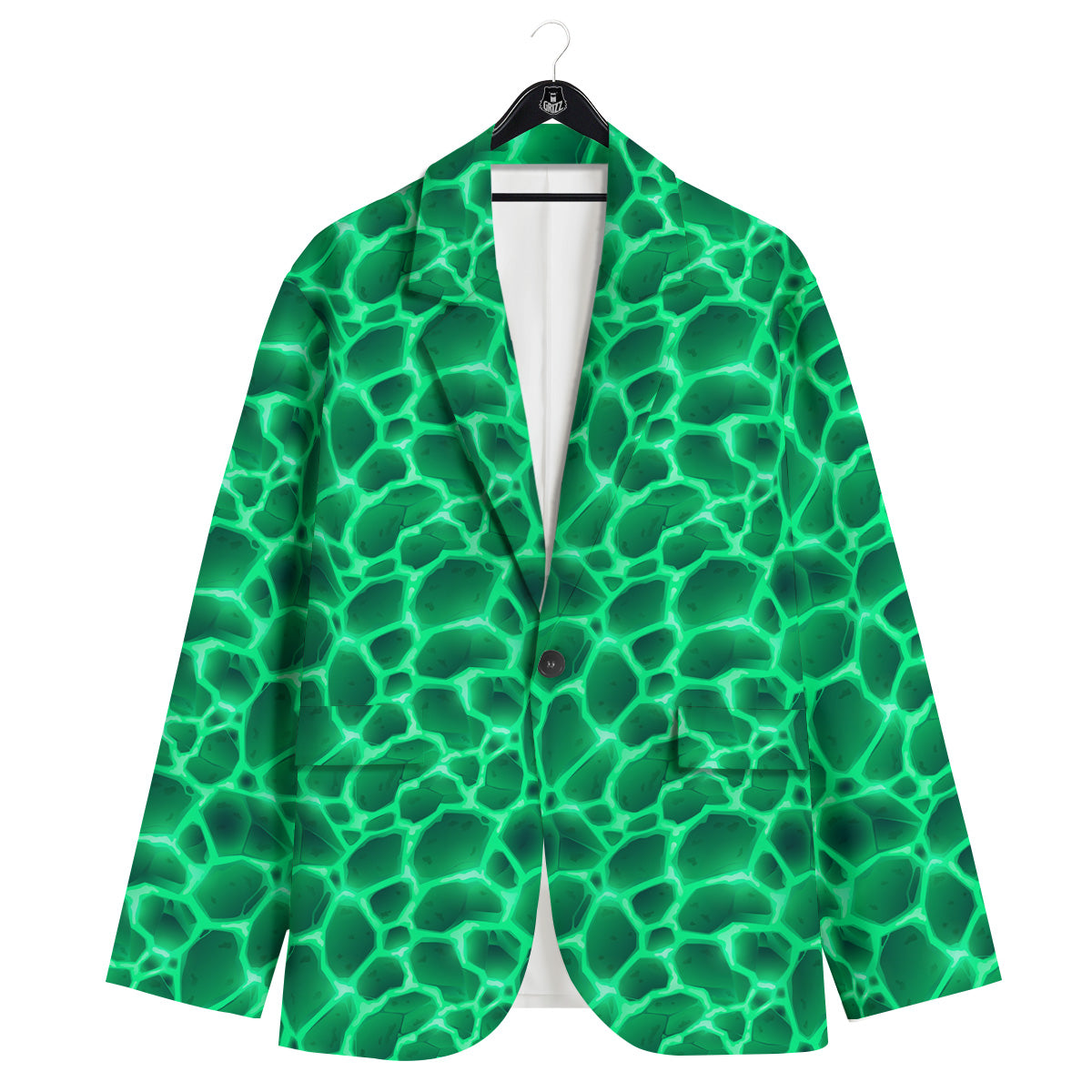 Liquid Lava Green Print Pattern Men's Sport Coat-grizzshop