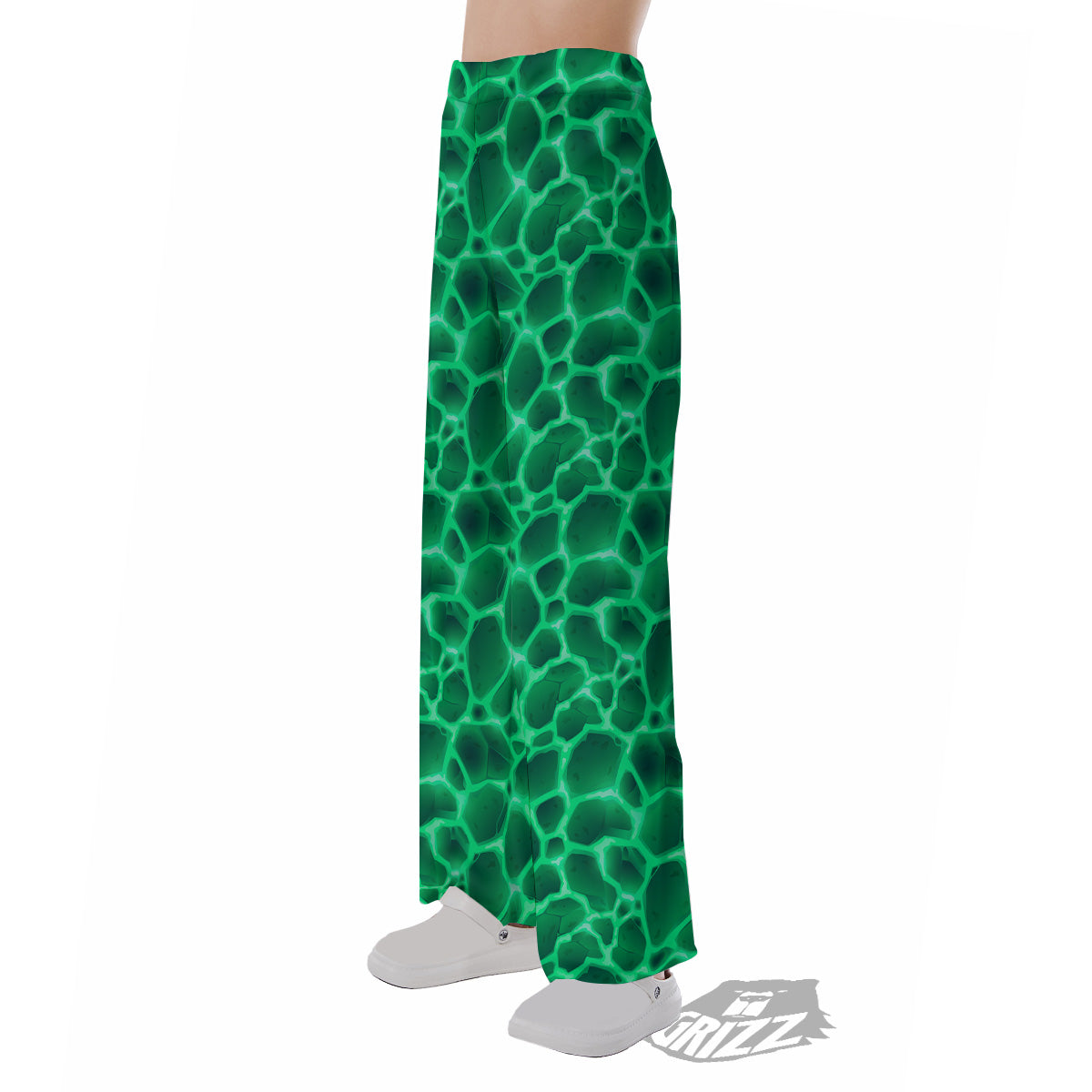 Liquid Lava Green Print Pattern Pajama Pants-grizzshop