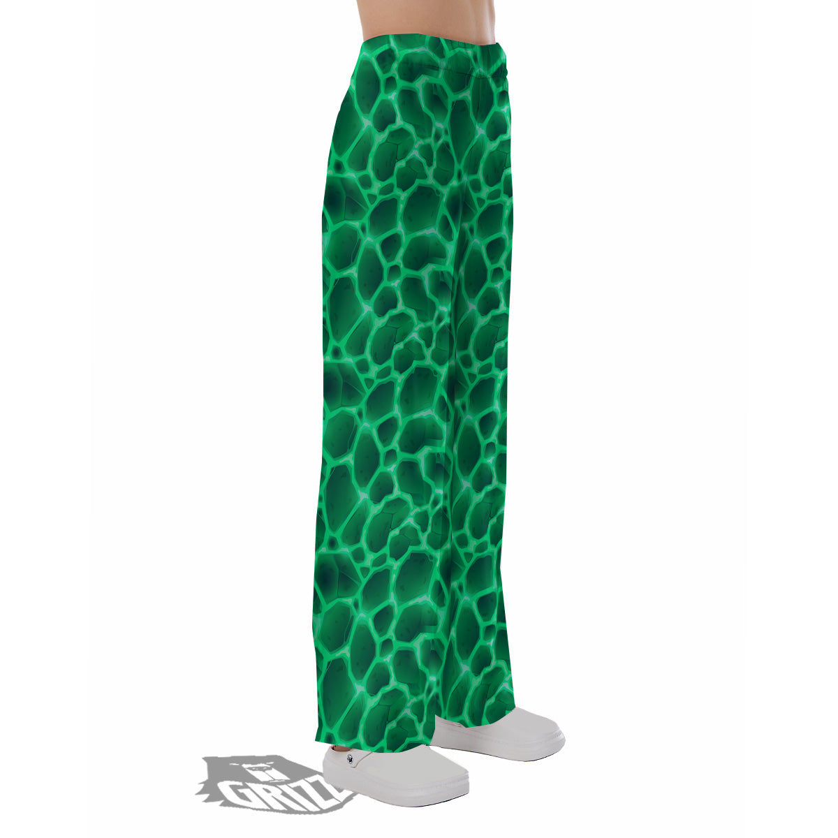 Liquid Lava Green Print Pattern Pajama Pants-grizzshop