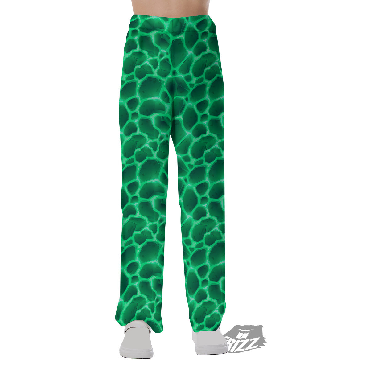 Liquid Lava Green Print Pattern Pajama Pants-grizzshop