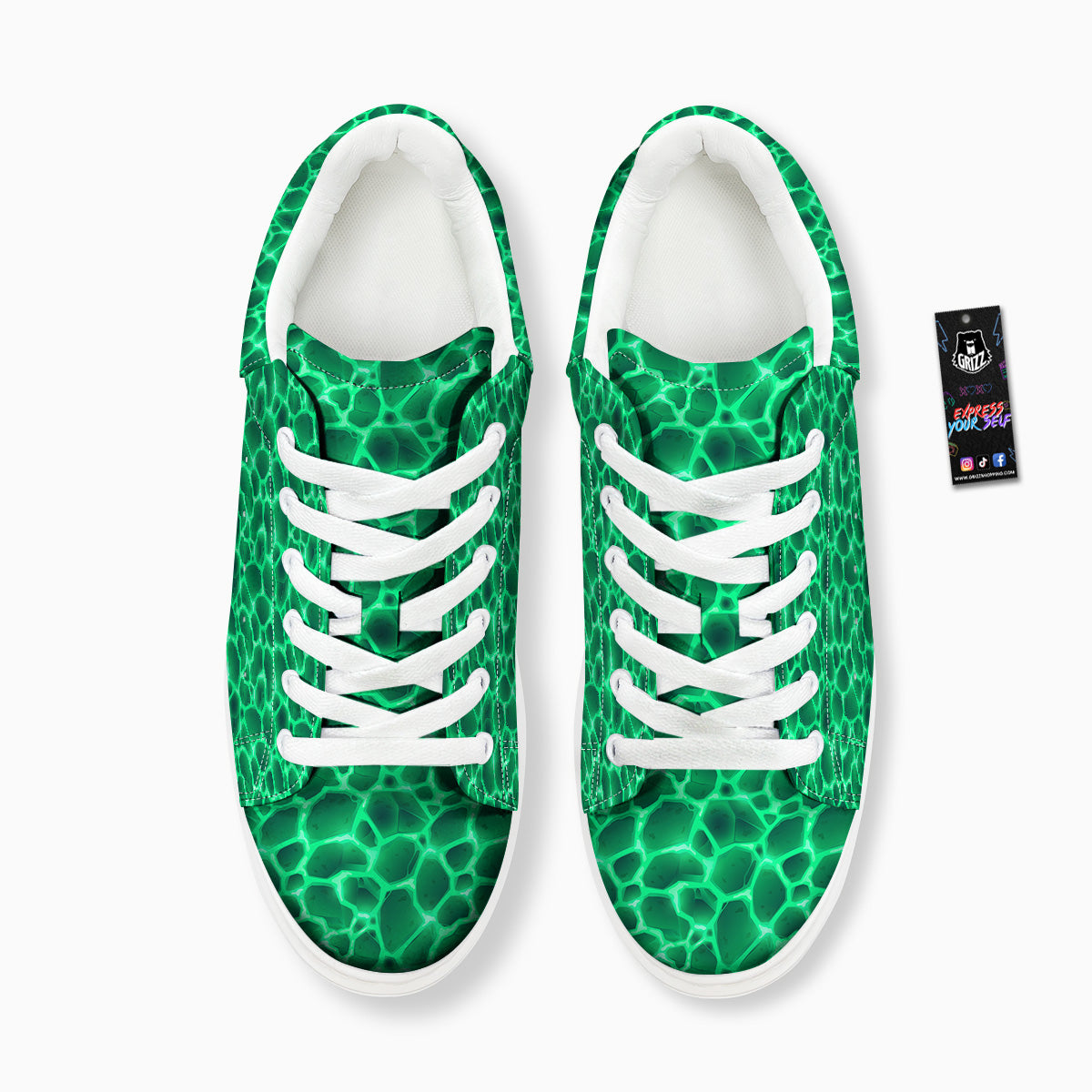 Liquid Lava Green Print Pattern Platform Shoes-grizzshop
