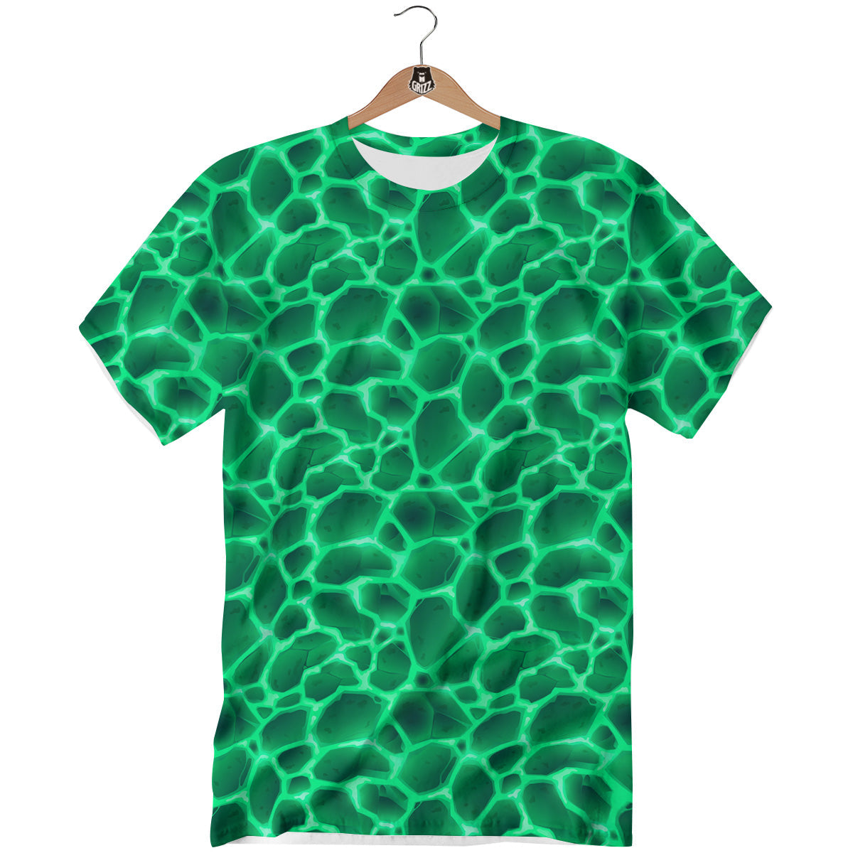 Liquid Lava Green Print Pattern T-Shirt-grizzshop