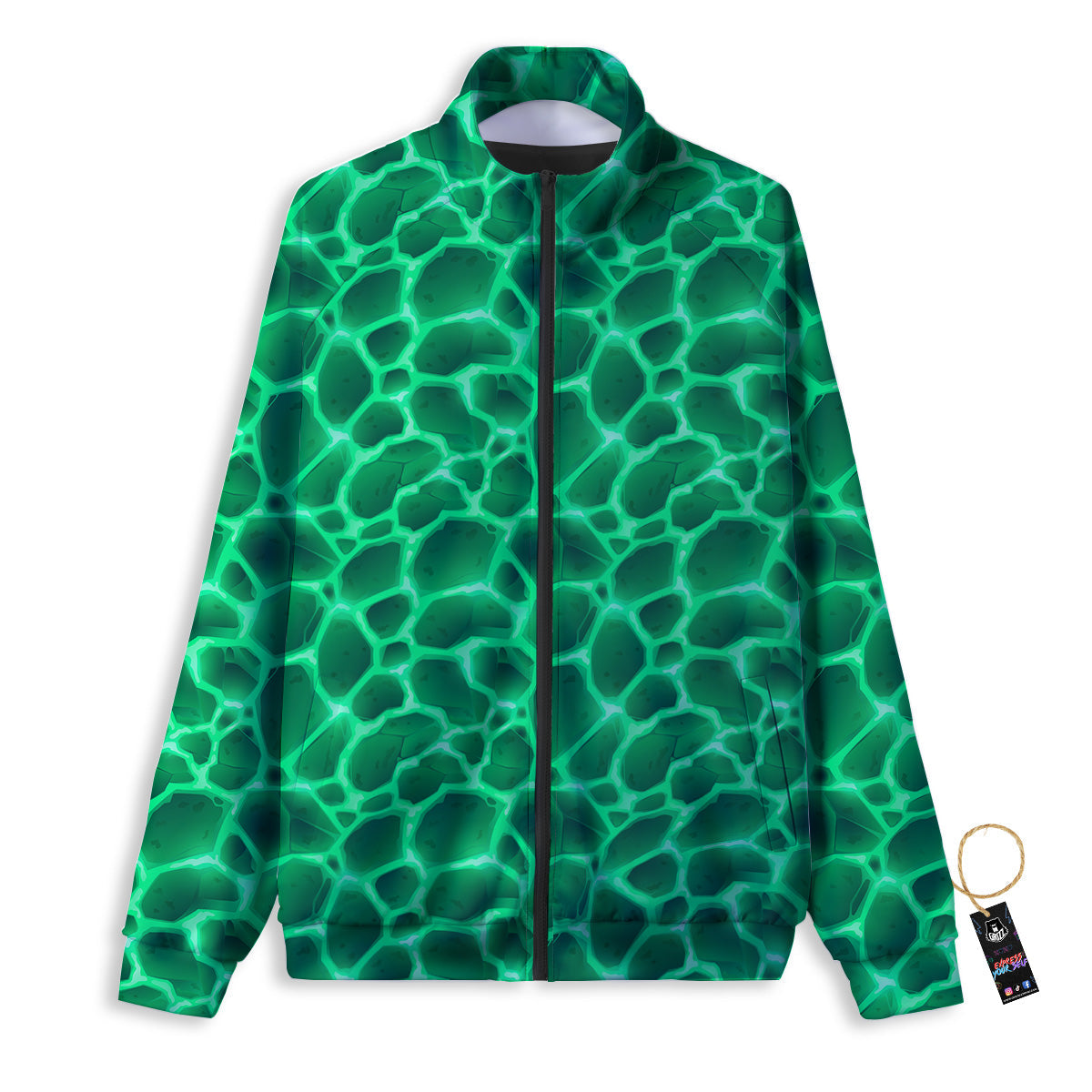 Liquid Lava Green Print Pattern Track Jacket-grizzshop