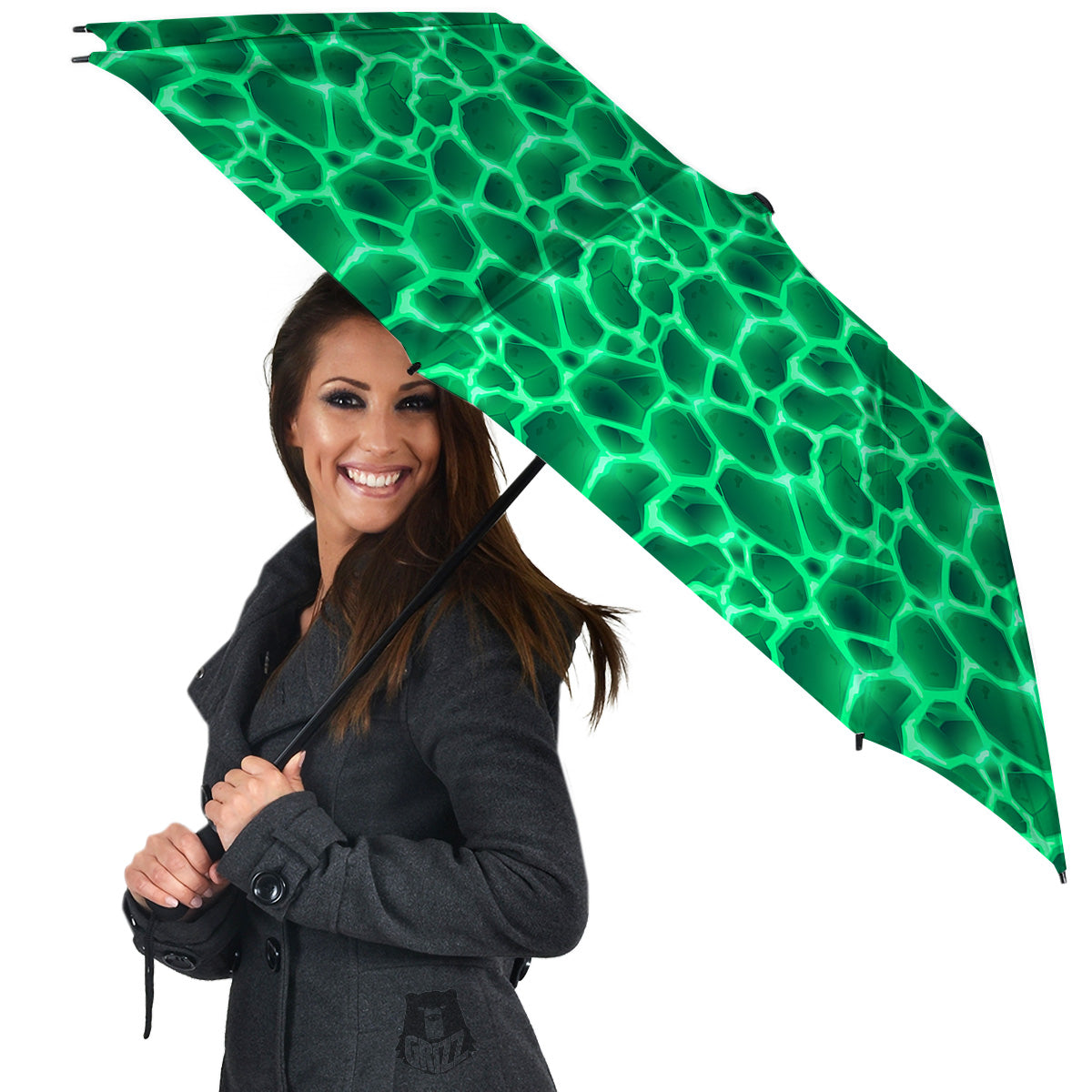 Liquid Lava Green Print Pattern Umbrella-grizzshop