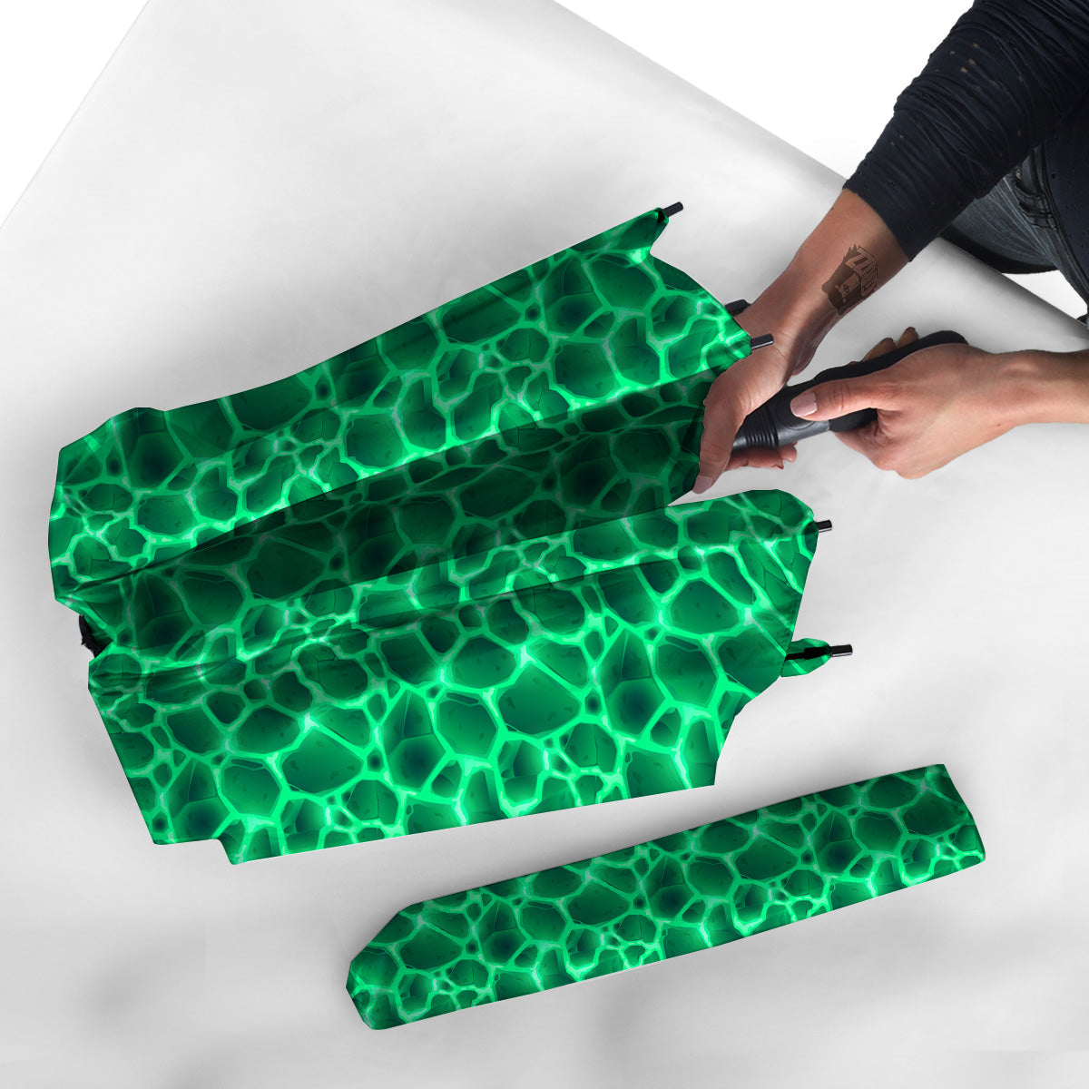 Liquid Lava Green Print Pattern Umbrella-grizzshop