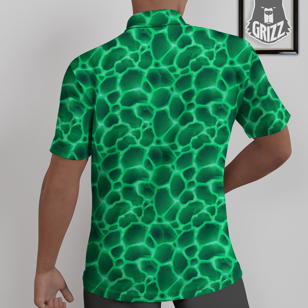 Liquid Lava Green Print Pattern Untucked Shirts-grizzshop