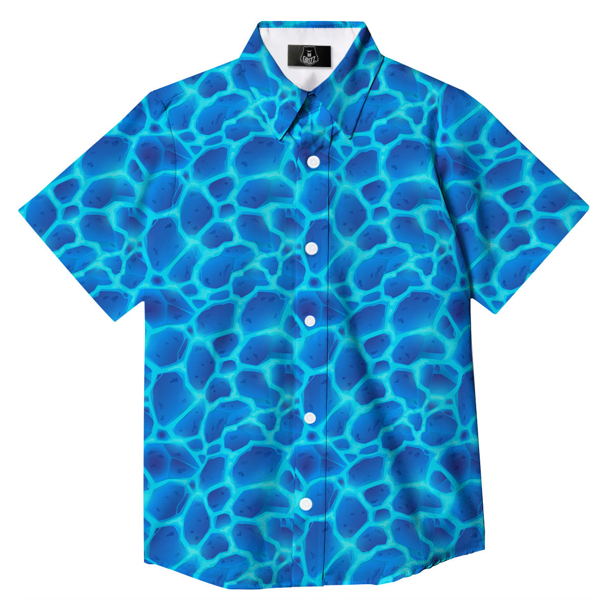 Liquid Lava Ice Blue Print Pattern Button Up Shirt-grizzshop