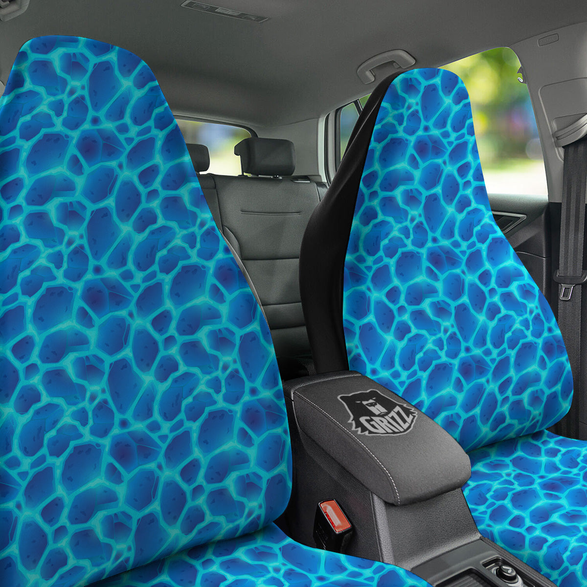 Liquid Lava Ice Blue Print Pattern Car Seat Covers-grizzshop