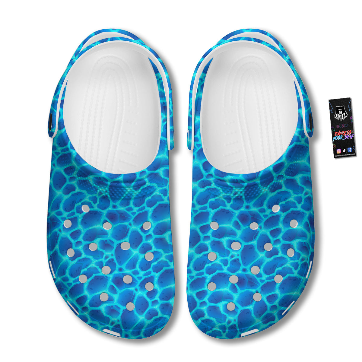 Liquid Lava Ice Blue Print Pattern Clog-grizzshop