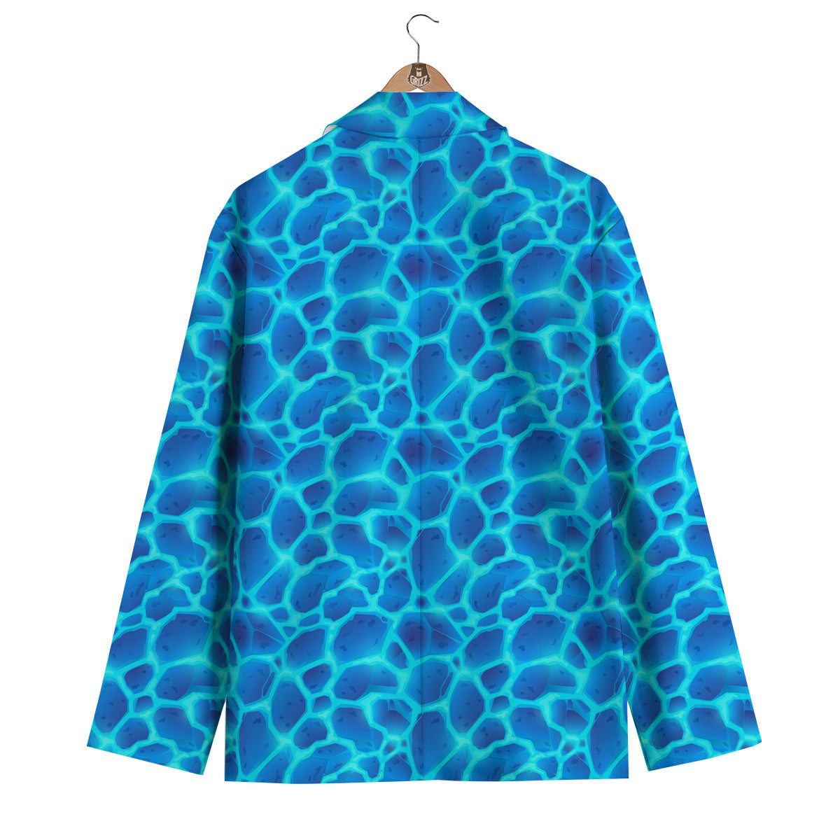 Liquid Lava Ice Blue Print Pattern Men's Blazer-grizzshop
