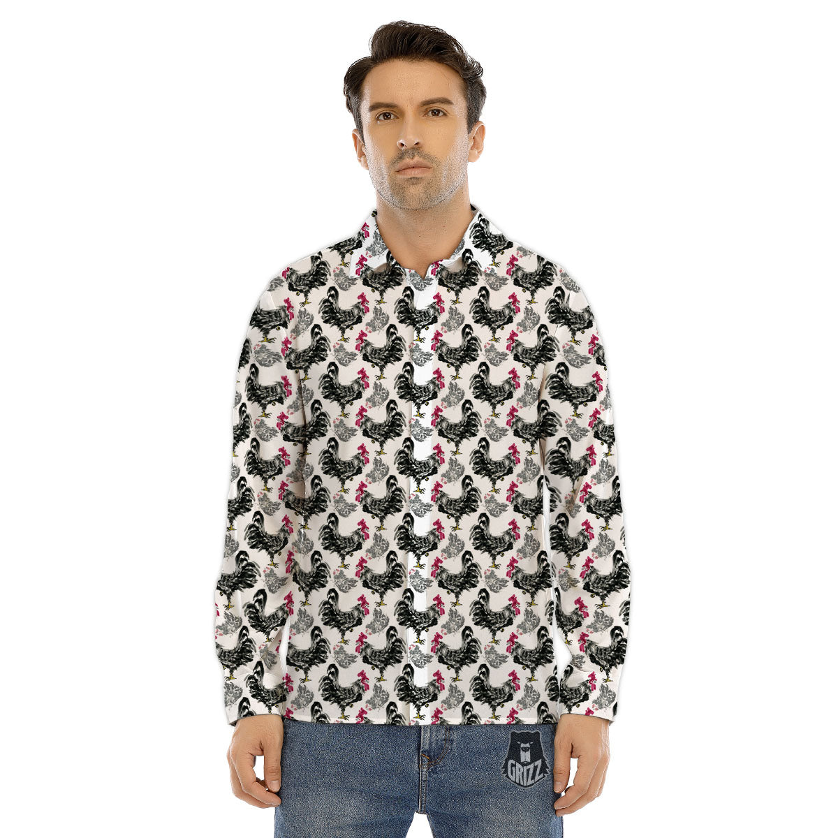 Liquid Lava Ice Blue Print Pattern Men's Dress Shirts-grizzshop