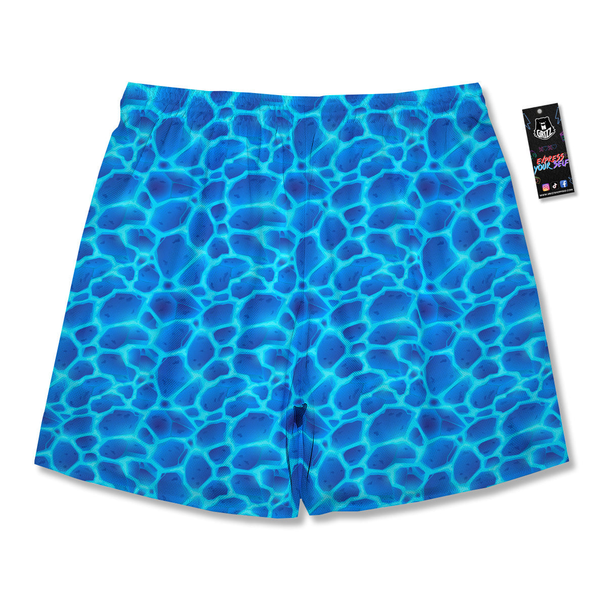 Liquid Lava Ice Blue Print Pattern Men's Running Shorts-grizzshop