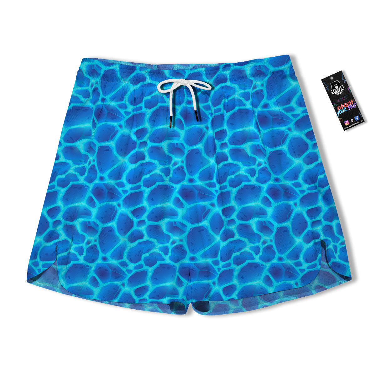 Liquid Lava Ice Blue Print Pattern Men's Running Shorts-grizzshop