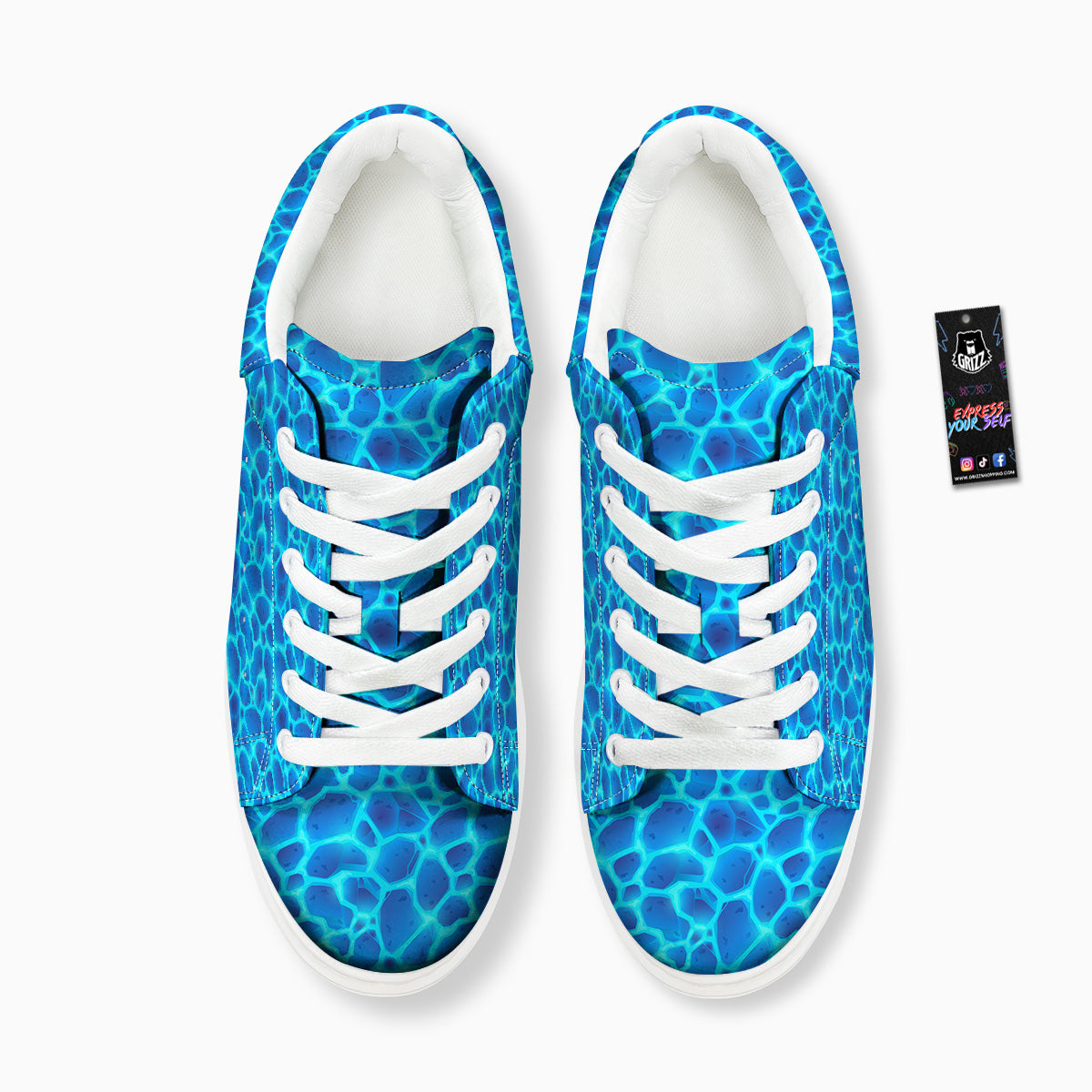 Liquid Lava Ice Blue Print Pattern Platform Shoes-grizzshop