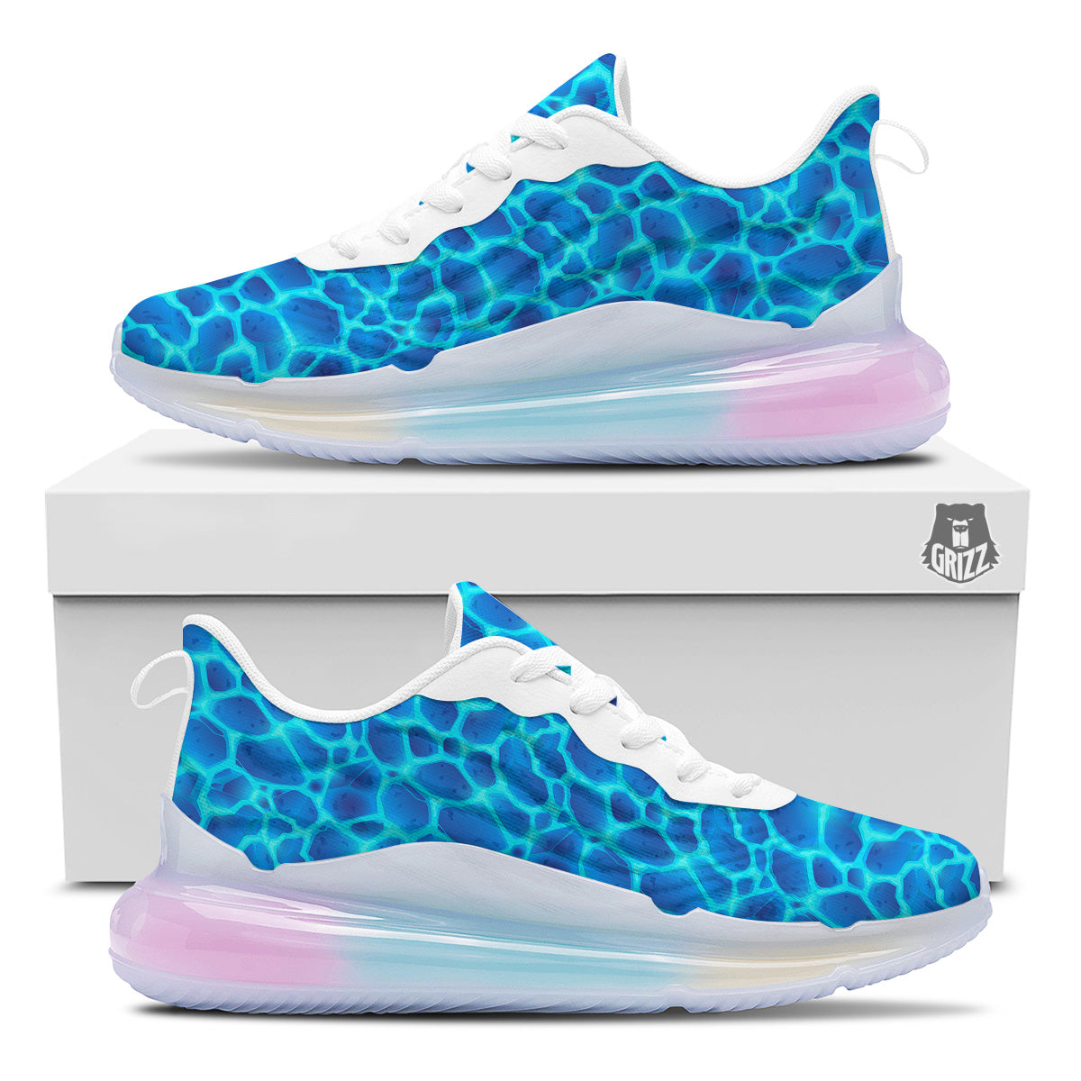 Liquid Lava Ice Blue Print Pattern Running Sneakers-grizzshop