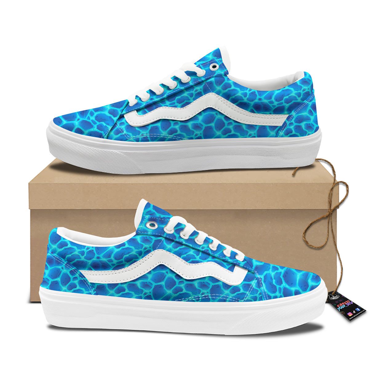 Liquid Lava Ice Blue Print Pattern Skate Shoes-grizzshop