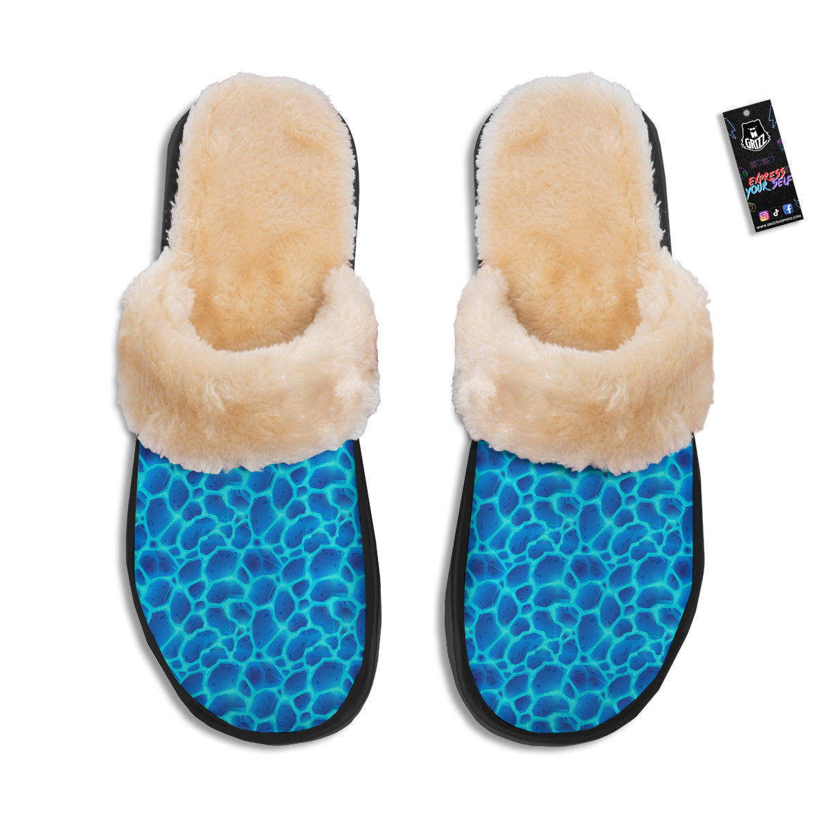 Liquid Lava Ice Blue Print Pattern Slippers-grizzshop