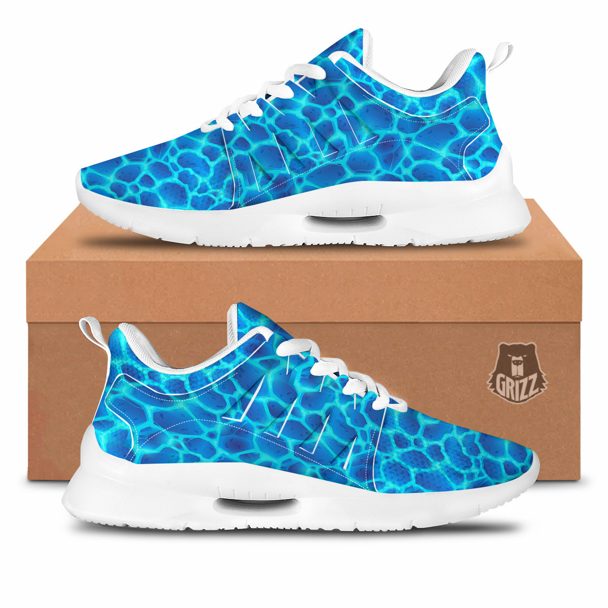 Liquid Lava Ice Blue Print Pattern Tennis Shoes-grizzshop